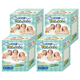 拭拭樂 嬰兒紗布毛巾 乾濕兩用 超細纖維設計 大面積設計 無添加螢光劑, 80張, 4盒