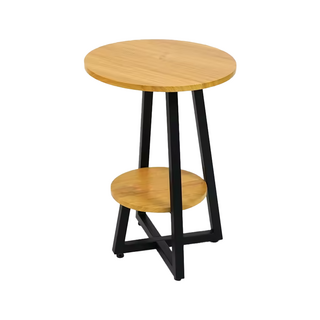 FAmILyLIFE 生活 木冶山居 Carmel工業風雙層圓形茶几 WO-015 40cm 3.1kg, 白橡木