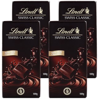 Lindt 瑞士蓮 經典黑巧克力, 4包, 100g