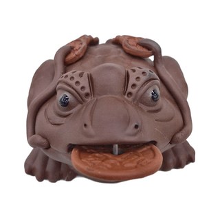 吉祥獸 紫砂茶寵擺飾 三足金蟾, 褐色