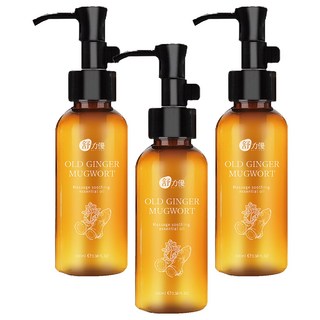 舒力優老薑艾草溫感按摩油-溫熱舒緩、草本精華、按摩放鬆, 100ml, 3瓶