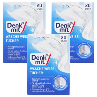 dm Denk mit 德國拋棄式 洗衣防染防褪色護色魔布 白色專用, 20片, 3盒