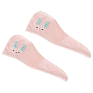 珊瑚絨動物乾髮帽2件組 0533, 粉色, 1組