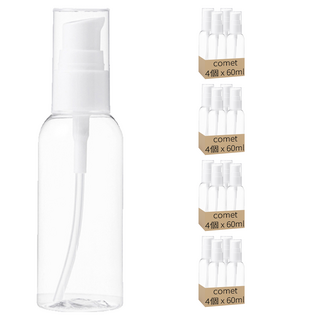 comet 按壓式分裝瓶 60ml 附標籤貼紙, 透明色, 16個