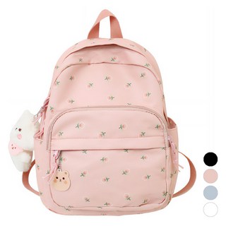 Elsso 女性花卉圖案防水後背包, 粉紅色