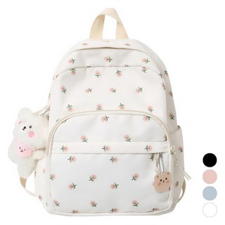 Elsso 女款花卉圖案防水後揹包, 白色