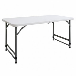 AMOS 手提折疊式升降戶外露營餐桌 輕便耐用 免組裝設計 兩段式高度調整 平均耐重100公斤, 122cm, 122 x 60 x 58~74cm, 白色
