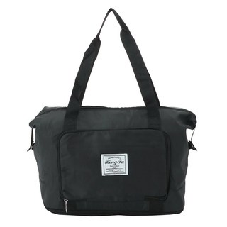 Hong Fu 褶疊旅行袋 防水牛津布 無輪, 大, 黑色, 1個
