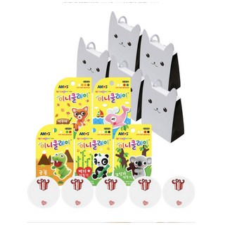 AMOS 阿摩司 兒童黏土禮物組, 可愛盒子包裝 附小卡片, 隨機顏色, 1組