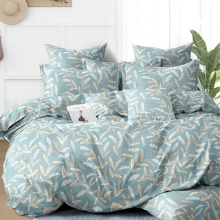 LoveCity 寢城之戀 超細舒柔棉豪華床罩6件組 台灣製, Queen Size, 依蔓草 藍色
