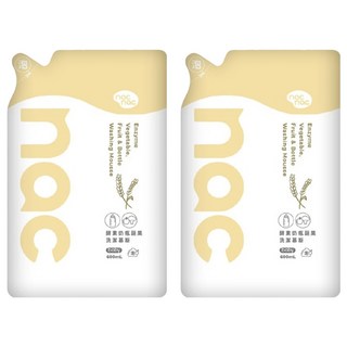nac nac 酵素奶瓶蔬果洗潔慕斯補充包, 2包, 600ml