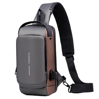 YOGEMDI 防盜斜背機車包，灰色，機車族必備，多層收納，人體工學設計，舒適斜背體驗