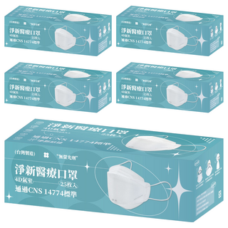 淨新科技 成人口罩 4D細耳, 25片, 5個, 太陽花灰