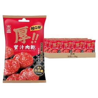 良澔 蜜汁豬肉乾 圓形 Set 30包 厚切 超Q彈, 36g, 1組