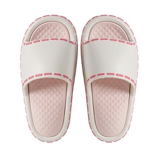 美美居家 輕盈舒適厚底室內拖鞋 3cm厚底 防滑鞋底 EVA材質, 粉白, 36~37