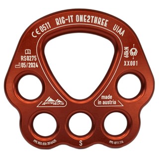 AUSTRIALPIN RIG-IT 六孔分力盤, 紅色 鋁製, 60kN強度, 1個