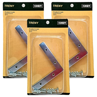 扁平直角托架 4件組, 3組, 銀色