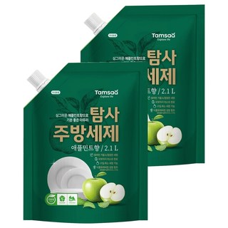 Tamsaa 蔬果碗盤清潔精補充包 蘋果薄荷香 2.1L, 2包