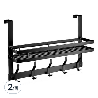 小麥購物 雙層門後掛勾 5鉤 C582 44cm 797g, 黑色, 2個