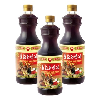 萬家香 極品香菇素蠔油，無味精添加，不含焦糖色素，黃豆與小麥基底, 1.2kg, 3瓶