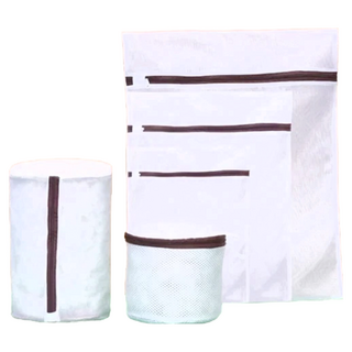 日式雙層細網洗衣袋 五件組 (方形/圓形), 白色加厚款, 1組