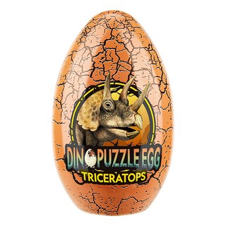 CubicFun 國家地理頻道授權 鐵盒拼圖 恐龍蛋 三角龍 雙面拼圖 63片 恐龍化石圖案 拼圖收納盒 5歲以上, 1盒