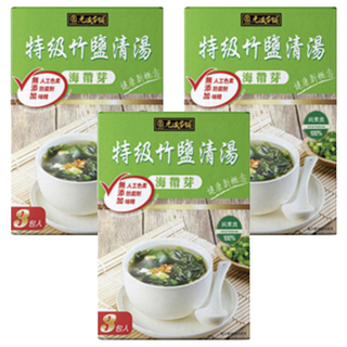 元歲本舖 特級竹鹽清湯 海帶芽口味, 無人工色素、防腐劑，素食可食用, 5.5g, 3入, 3盒