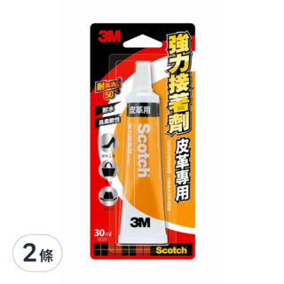 3M Scotch 強力接著劑 皮革專用, 超強黏著力 適用於真皮革、合成皮革 柔軟性 耐高溫, 6025, 2條