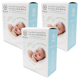 Roaze 柔仕 幼兒口腔清潔紗布 10cm x 10cm - 180片/盒 醫療級水針布 不含螢光劑、香精, 100g, 3盒