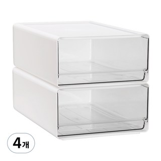 코멧 홈 투명창 서랍 다용도 펜트리 정리함, 화이트, 4개