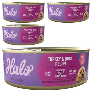 Halo 嘿囉 成犬無穀主食罐, 無穀火雞肉燉鴨肉, 155g, 4罐