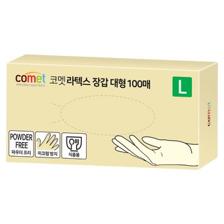 comet 合成橡膠手套 100個, L(230 x 110mm), 白色, 1盒