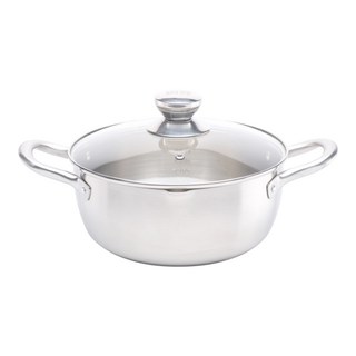 鍋寶304不鏽鋼雙耳湯鍋 耐酸鹼抗鏽蝕 導磁複合金鍋底 透明強化玻璃蓋, 20cm, 1個, 22cm