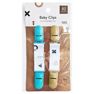 KU.KU Duckbill 酷咕鴨 KUKU PLUS 純真之瞳織帶萬用夾 夾子材質-聚甲醛 織帶-聚酯纖維 長度約13公分, 棉花藍 + 太妃奶, 1組