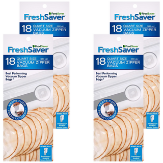 FoodSaver 真空夾鍊袋 超強真空保鮮 最省食 加速醃製入味 最省時 延長食物保存, 18個, 4包, 950ml