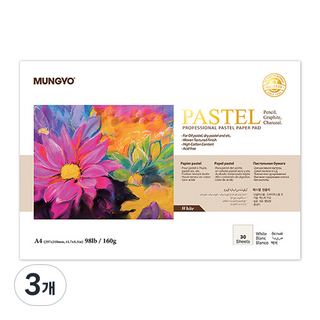 MUNGYO 粉彩專用紙 白色 160g, A4, 30張