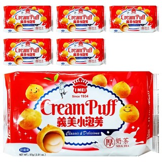 義美 小泡芙 厚奶茶, 57g, 6包