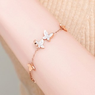 noid-b 女款醫療鋼白鑽蝴蝶六隻手鍊