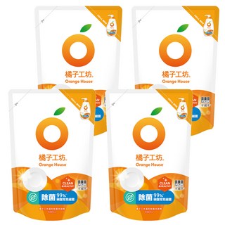 Orange House 橘子工坊 溫和除菌洗碗精補充包, 500ml, 4包