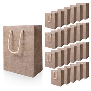 Leadhome 堅固塗層素色棉質購物袋, 米色, 24個