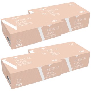 匠心 V美型系列 成人平面醫用口罩, 裸玫橘, 20片, 4盒