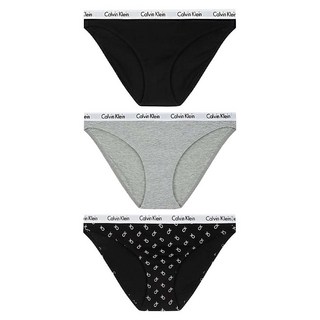 Calvin Klein 凱文克萊 underwear Carousel Cotton Bikini 基本款 女性三角褲3件組, 黑色 + 灰色 + 花紋