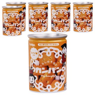 hokka 北陸製菓 備食口糧罐 餅乾 小麥粉 砂糖 酥油, 110g, 6罐