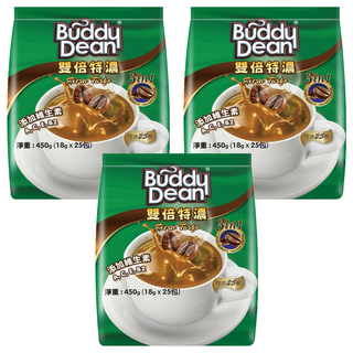 Buddy Dean 巴迪 三合一咖啡 雙倍特濃, 18g, 25包, 3袋