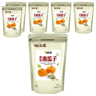 元氣家 茶香帶殼 精選特大南瓜子 低溫烘培 無調味 粒粒飽滿, 200g, 6包