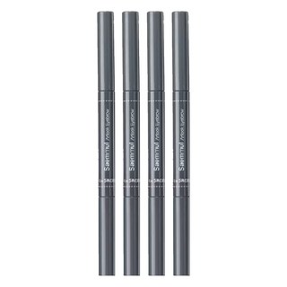 The Saem 得鮮 自然柔順持色眉筆 眉筆眉刷二合一 三角形筆芯 柔軟質地, 04 黑灰色, 4支