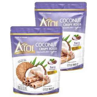 AROI 椰子脆捲 芋頭口味, 2包, 80g