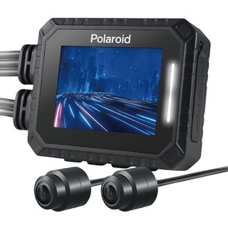 Polaroid 寶麗萊 新巨蜂鷹 機車HDR夜視雙鏡頭行車記錄器 附32G記憶卡, 黑色, MS210WG