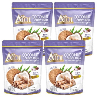 AROI 椰子脆捲 芋頭口味, 4包, 80g