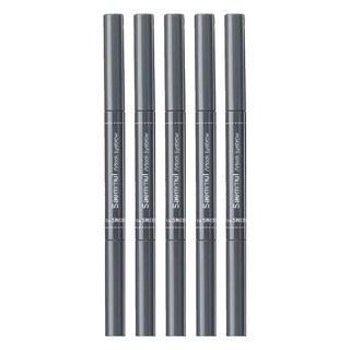 The Saem 得鮮 自然柔順持色眉筆 眉筆眉刷二合一 三角形筆芯 柔軟質地, 04 黑灰色, 5支